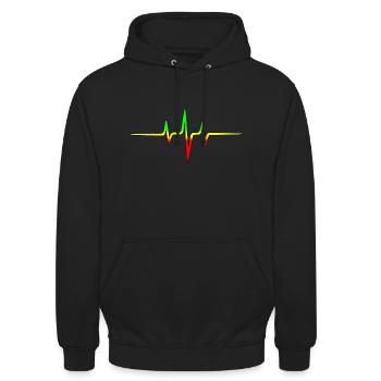 Reggae, music, notes, pulse, frequency, Rastafari - Uniseks hoodie - zwart - Voor - Alina (178cm) & Michal (187cm)