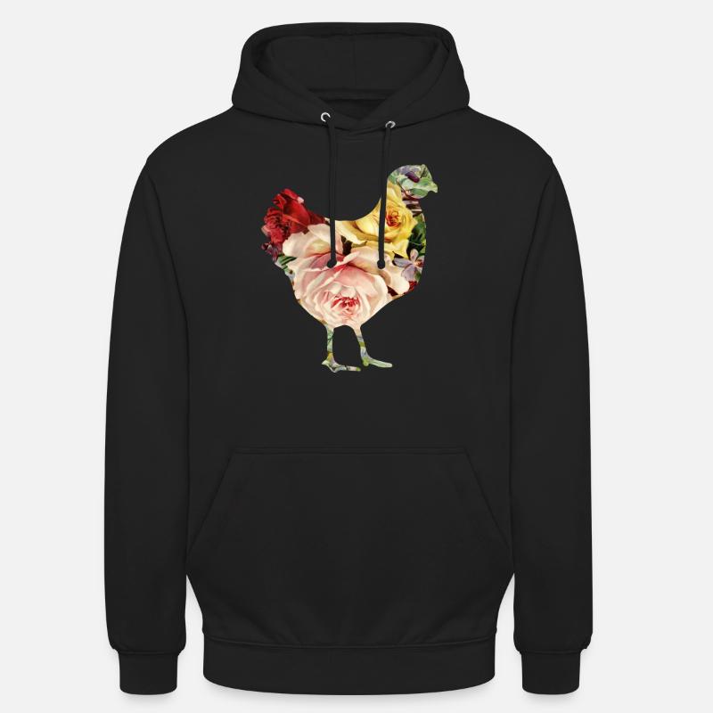 poulet fleur - Sweat-shirt à capuche unisexe - noir