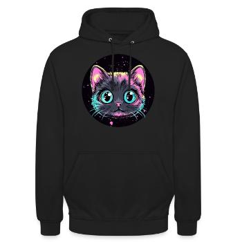 Neon Cat Pop Art - Unisex Hoodie - black - Front - Alina (178cm) & Michal (187cm)