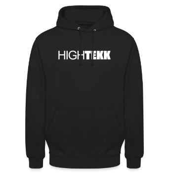 High Tekk Clubbing Festival Spruch zum feiern - Unisex Hoodie - Schwarz - Vorne - Alina (178cm) & Michal (187cm)