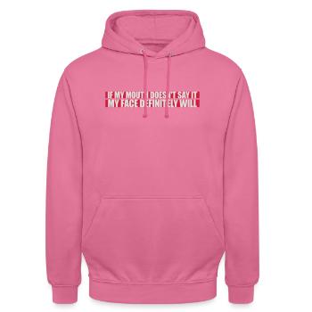 my face definitely will - Unisex Hoodie - Pink - Vorne - Alina (178cm) & Michal (187cm)