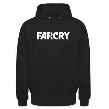 Far Cry Official Logo In White - Unisex Hoodie - black - Front - Alina (178cm) & Michal (187cm)
