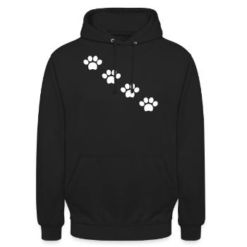 Katzenpfoten in Weiß - Unisex Hoodie - Schwarz - Vorne - Alina (178cm) & Michal (187cm)