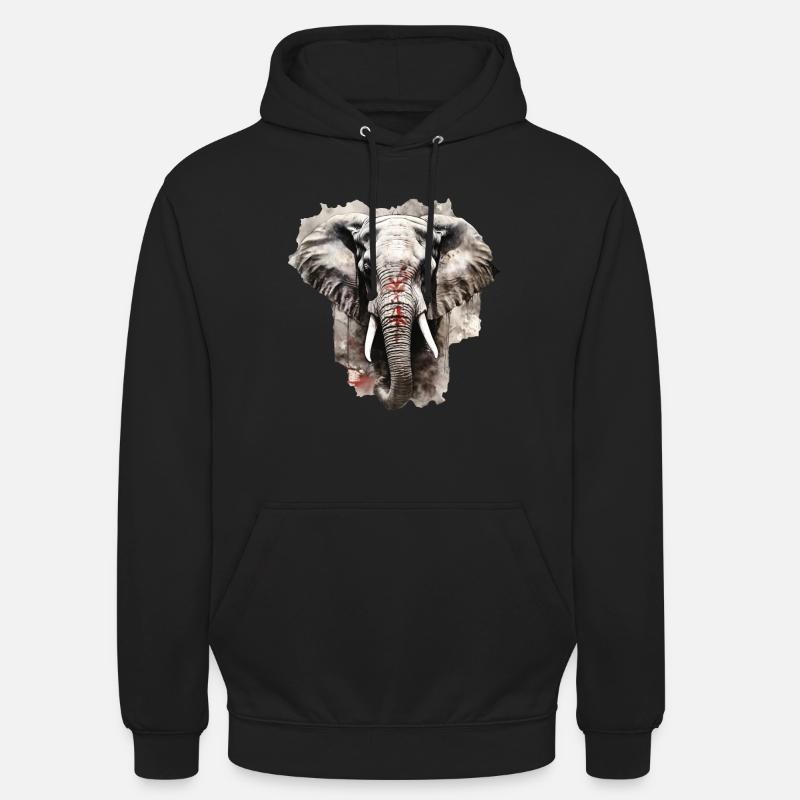 Éléphant - Sweat-shirt à capuche unisexe - noir