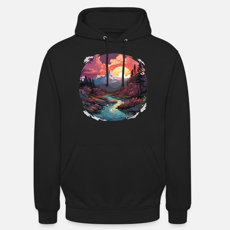 Paysage - Illustration - Sweat-shirt à capuche unisexe - noir
