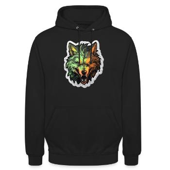 Wolf - Illustration - Unisex Hoodie - Schwarz - Vorne - Alina (178cm) & Michal (187cm)