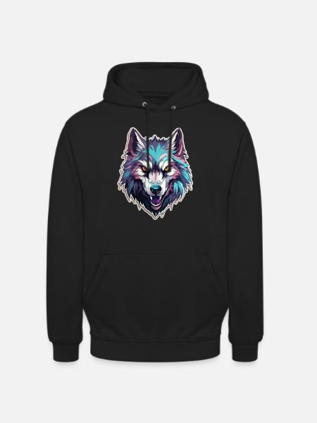 Wolf - Illustration - Unisex Hoodie - Schwarz