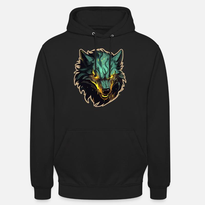 Loup - Illustration - Sweat-shirt à capuche unisexe - noir