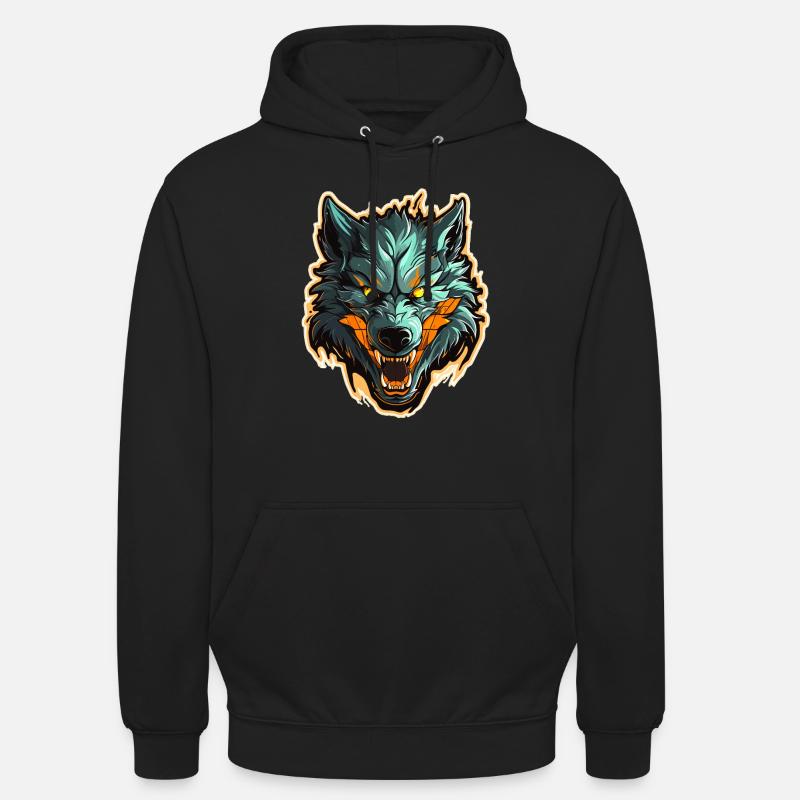 Loup - Illustration - Sweat-shirt à capuche unisexe - noir