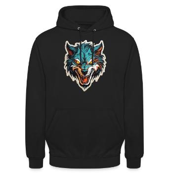 Wolf - Illustration - Unisex Hoodie - Schwarz - Vorne - Alina (178cm) & Michal (187cm)
