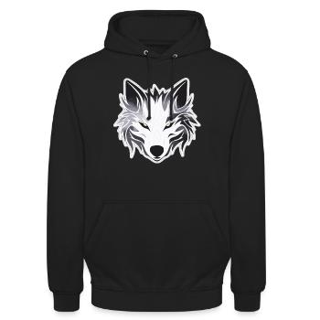 Wolf - Illustration - Unisex Hoodie - Schwarz - Vorne - Alina (178cm) & Michal (187cm)