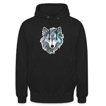 Wolf - Illustration - Unisex Hoodie - Schwarz - Vorne - Alina (178cm) & Michal (187cm)