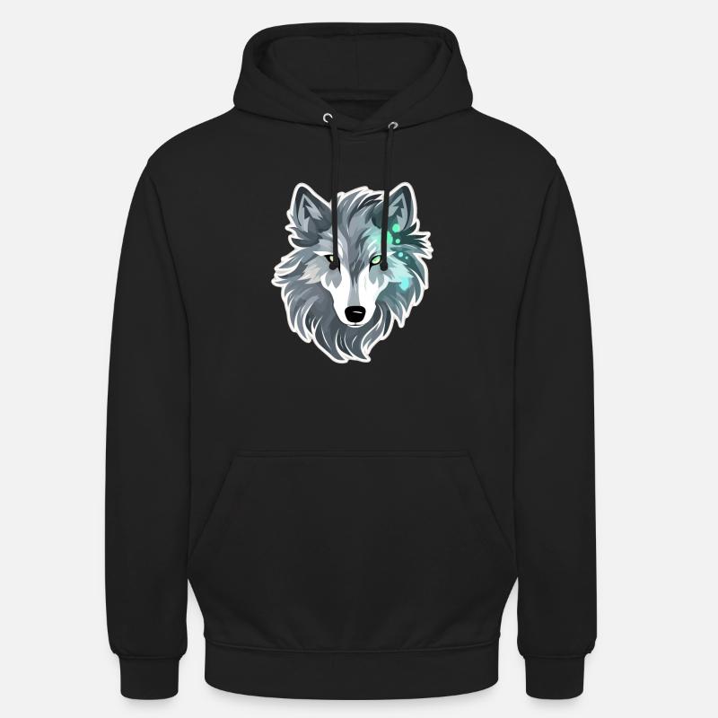 Loup - Illustration - Sweat-shirt à capuche unisexe - noir