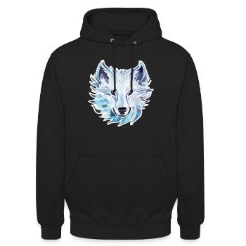 Wolf - Illustration - Unisex Hoodie - Schwarz - Vorne - Alina (178cm) & Michal (187cm)