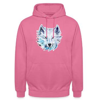 Wolf - Illustration - Unisex Hoodie - Pink - Vorne - Alina (178cm) & Michal (187cm)