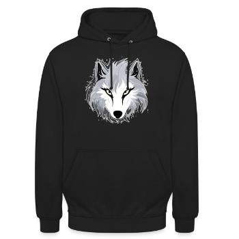 Wolf - Illustration - Unisex Hoodie - Schwarz - Vorne - Alina (178cm) & Michal (187cm)