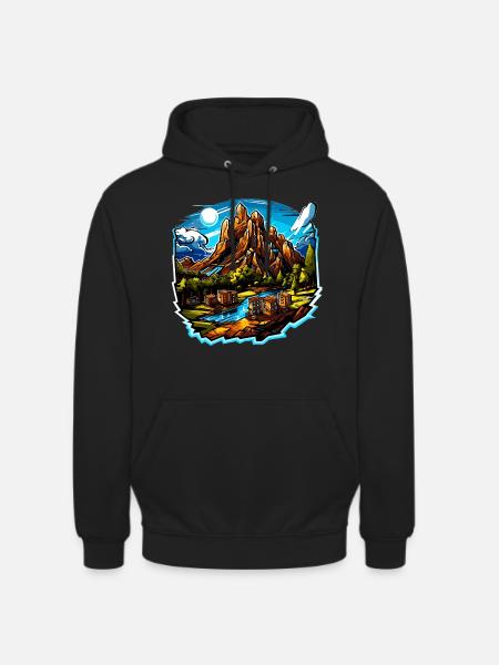 Landscape - Illustration - Unisex Hoodie - black