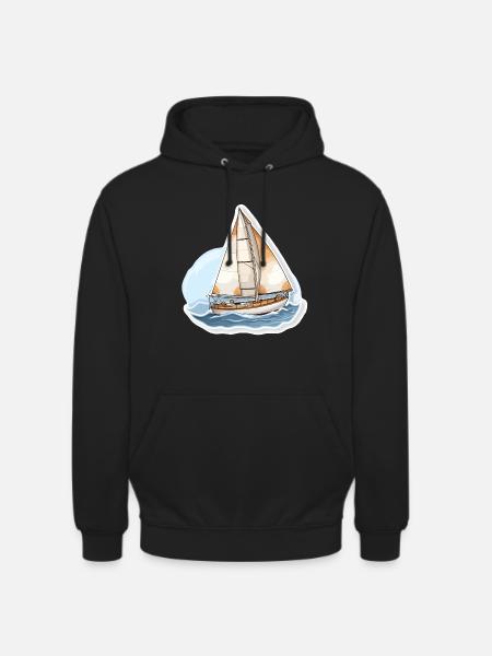Sailboat - illustration - Unisex Hoodie - black