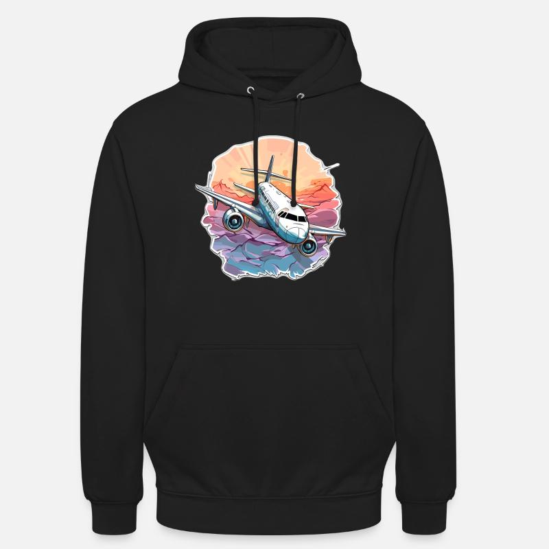 Avion - illustration - Sweat-shirt à capuche unisexe - noir