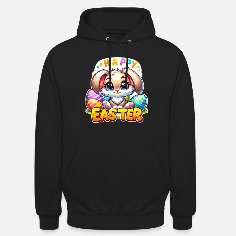Happy Easter - Easter Bunny Illustration - Unisex Hoodie - black