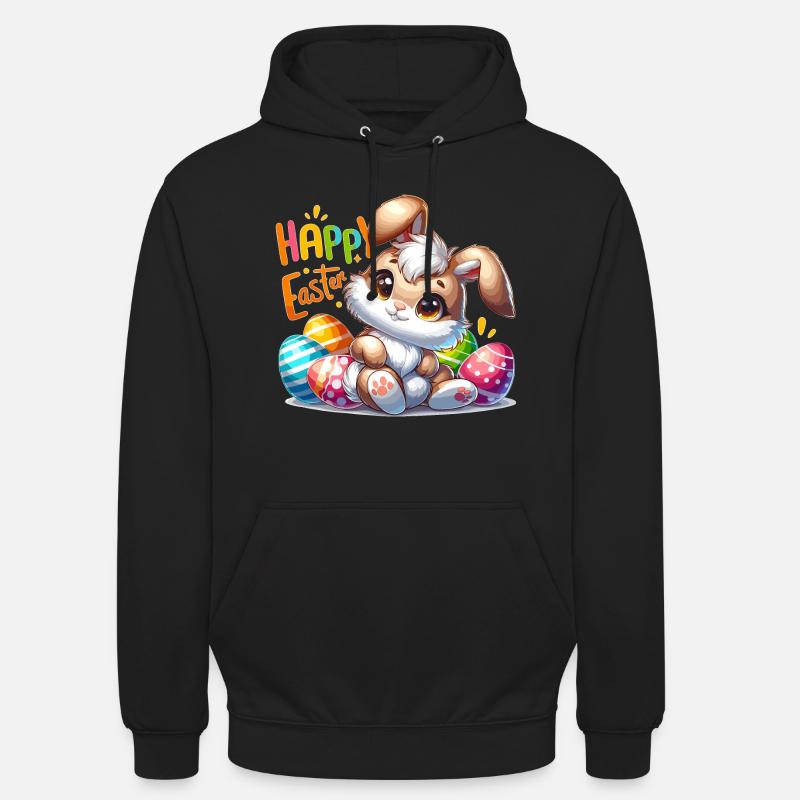 Happy Easter - Easter Bunny Illustration - Unisex Hoodie - black