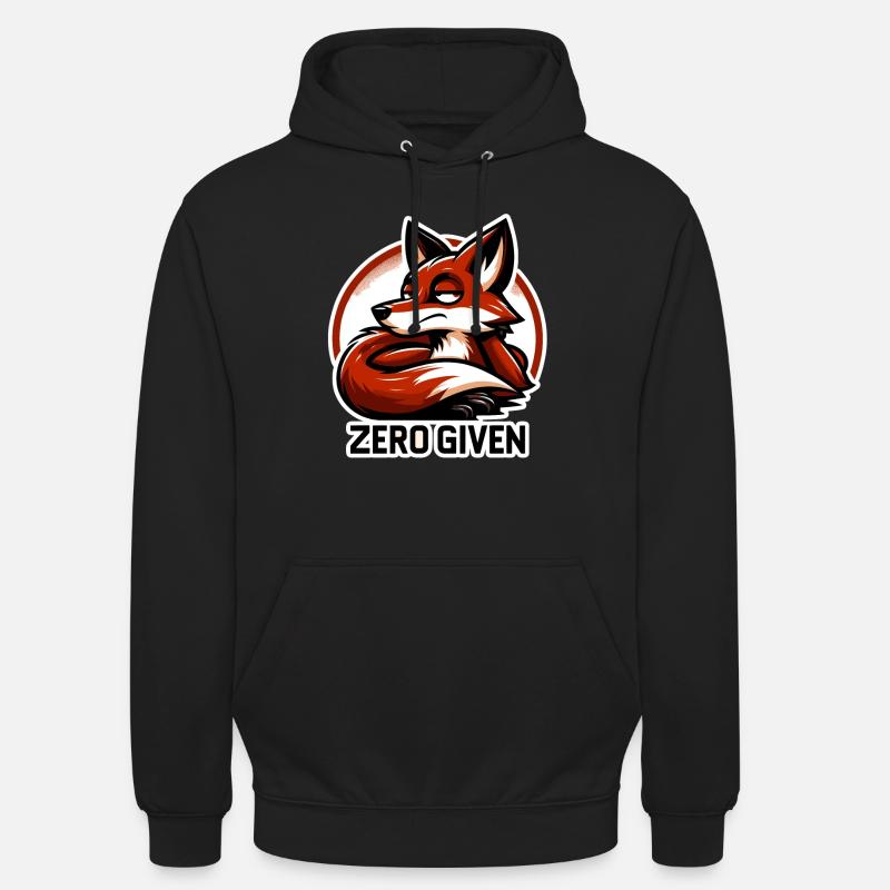 Zéro donné - Illustration de renard - Sweat-shirt à capuche unisexe - noir