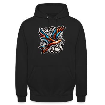 Soar High - Bird Illustration - Unisex Hoodie - black - Front - Alina (178cm) & Michal (187cm)