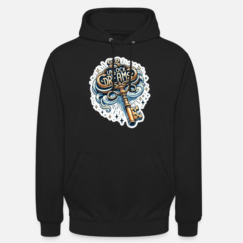 Déverrouiller les rêves - Illustration clé - Sweat-shirt à capuche unisexe - noir