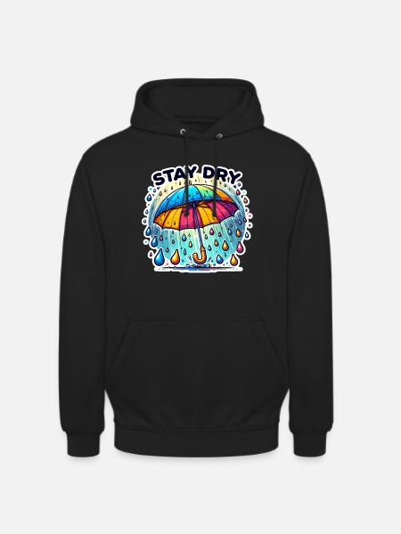 Stay Dry - Umbrella Illustration - Unisex Hoodie - black