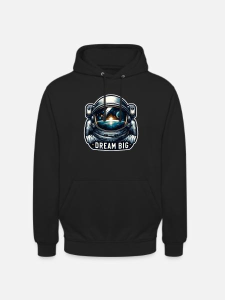 Dream Big - Astronaut Illustration - Unisex Hoodie - black