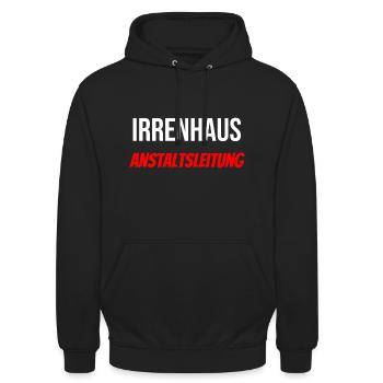 Irrenhaus Anstaltsleitung - Unisex Hoodie - Schwarz - Vorne - Alina (178cm) & Michal (187cm)