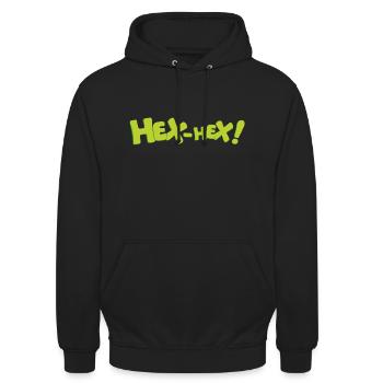 Bibi Blocksberg Hex Hex! Schriftzug grün - Unisex Hoodie - Schwarz - Vorne - Alina (178cm) & Michal (187cm)