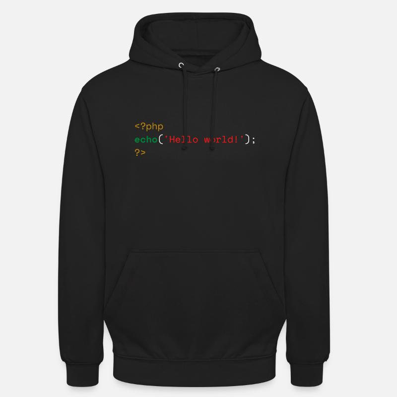 PHP Bonjour Monde - Sweat-shirt à capuche unisexe - noir