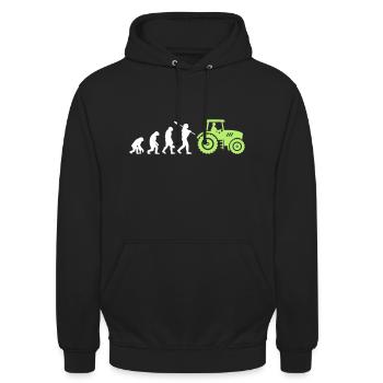 Evolution Farmer and Tractor - Unisex Hoodie - black - Front - Alina (178cm) & Michal (187cm)