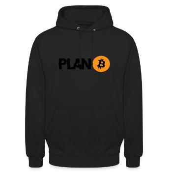 PLAN Bitcoin B - Unisex Hoodie - Schwarz - Vorne - Alina (178cm) & Michal (187cm)