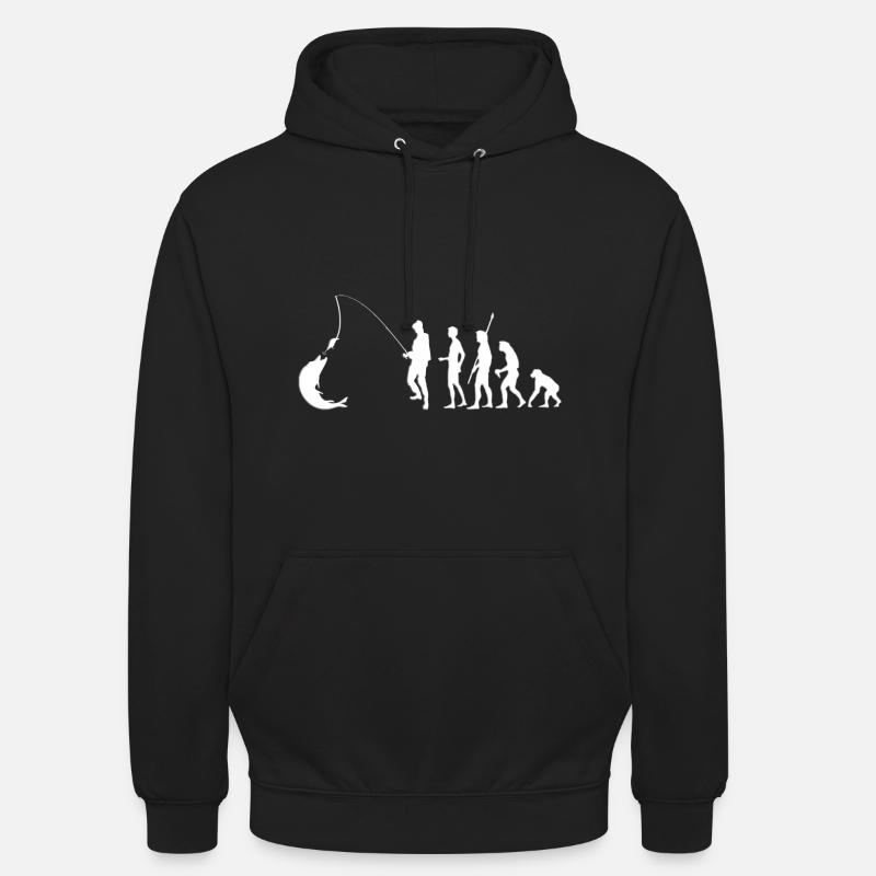 Évolution de la pêche du singe au pêcheur - Sweat-shirt à capuche unisexe - noir