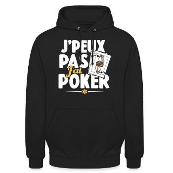 Je Peux Pas J'ai Poker Cadeau - Sweat-shirt à capuche unisexe - noir - Devant - Alina (178cm) & Michal (187cm)