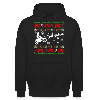 Deer Ugly Christmas Biker Motorrad Motocross - Unisex Hoodie - Schwarz - Vorne - Alina (178cm) & Michal (187cm)