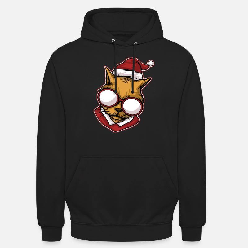 Pull de Noël moche Chat - Sweat-shirt à capuche unisexe - noir