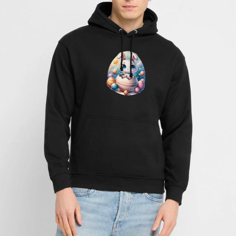 Space Bunny on Cracked Easter Egg Planet Unisex Hoodie
