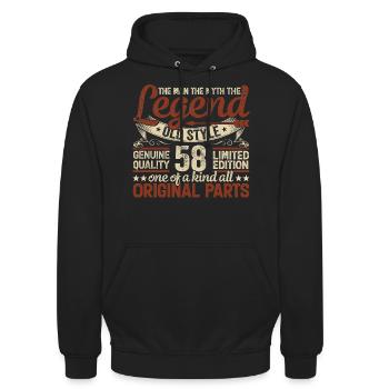 58 ans, légendes 1966 millésime 1966 anniversaire - Sweat-shirt à capuche unisexe - noir - Devant - Alina (178cm) & Michal (187cm)