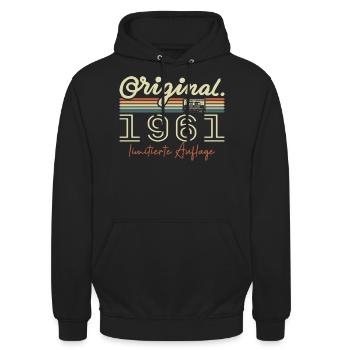 Original 1961 Millésime 1961 Anniversaire Rétro 1961 - Sweat-shirt à capuche unisexe - noir - Devant - Alina (178cm) & Michal (187cm)