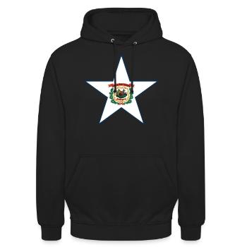 West Virginia Fan Shirt – Natur & Stolz - Unisex Hoodie - Schwarz - Vorne - Alina (178cm) & Michal (187cm)