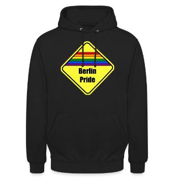 Berlin Pride CSD LGBTQ GAY Transgenre Queer - Sweat-shirt à capuche unisexe - noir - Devant - Alina (178cm) & Michal (187cm)