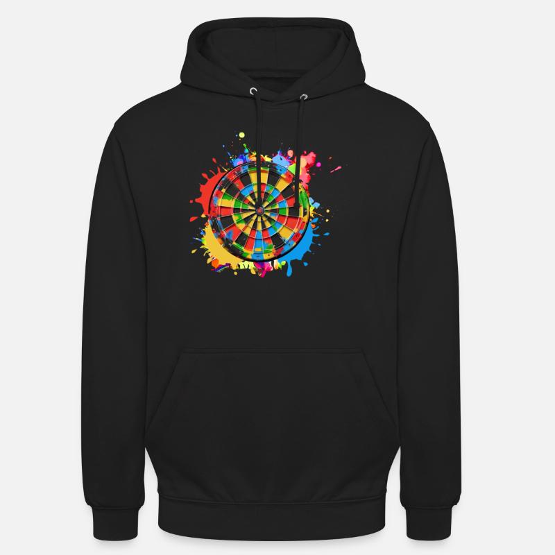Darts, darf, bunt, dartscheibe - Unisex Hoodie - Schwarz