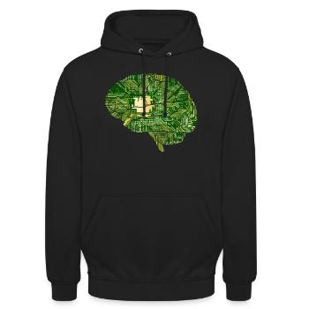 Gehirn,Schaltkreis,elektronik - Unisex Hoodie - Schwarz - Vorne - Alina (178cm) & Michal (187cm)