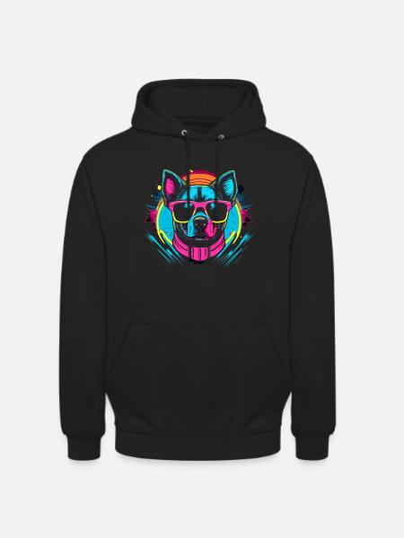 Mode Hund mit Brille - Unisex Hoodie - Schwarz