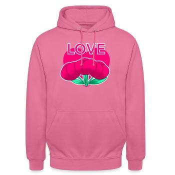 LOVE - Unisex Hoodie - pink - Front - Alina (178cm) & Michal (187cm)