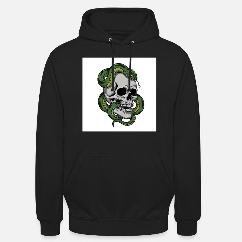 Schädel & Schlange – Symbol des Todes - Unisex Hoodie - Schwarz