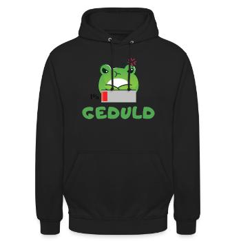 1% Geduld gleich ist allesvorbei - Unisex Hoodie - Schwarz - Vorne - Alina (178cm) & Michal (187cm)